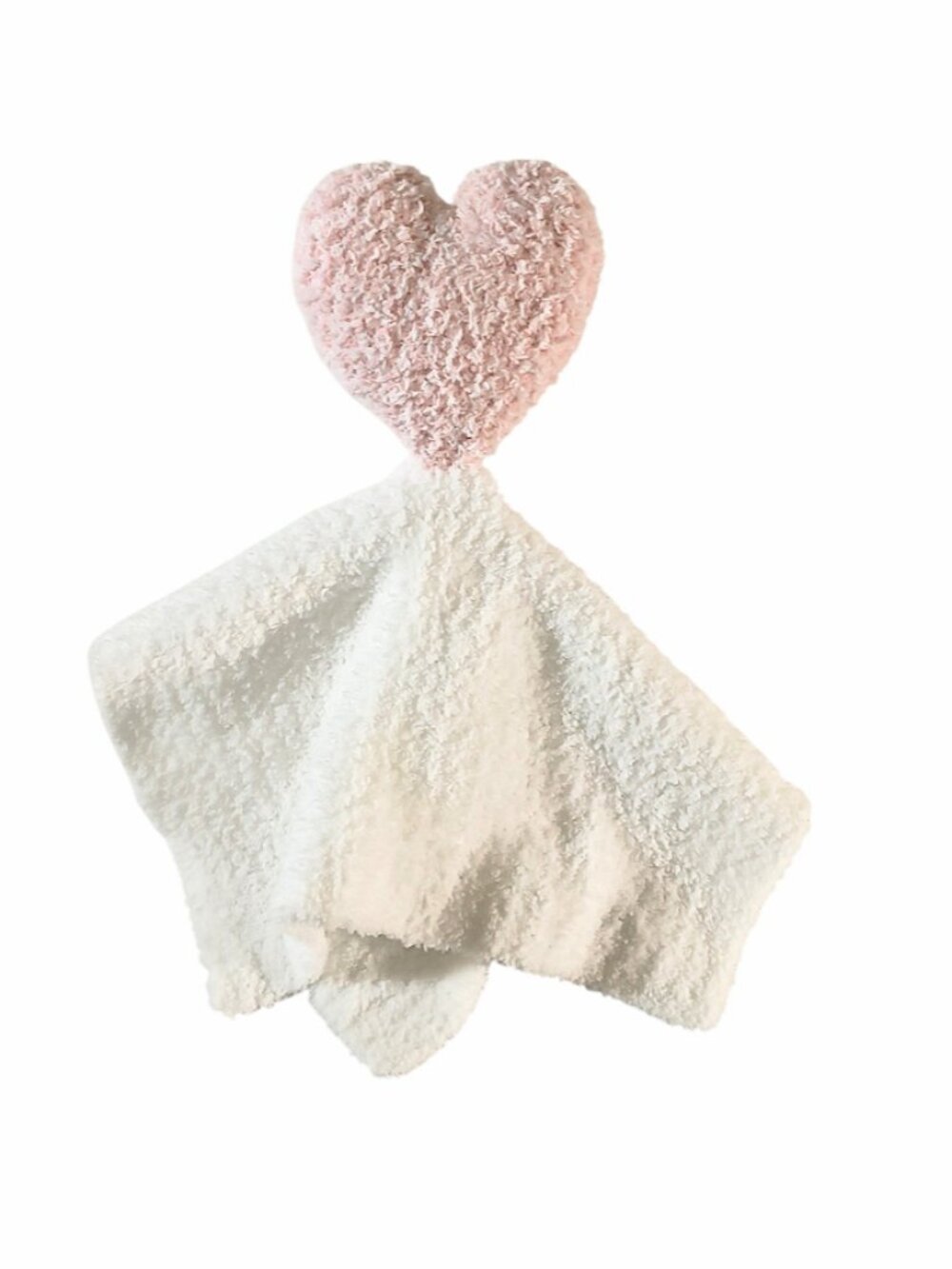 S.L. Home Fashions White Pink Heart Security Lovey Baby Blanket 13" X 14"